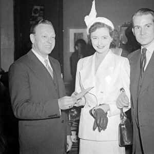 Denholm Elliot seen here with his wifr at the 1950 Derwent awards March 1950
