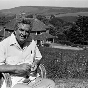 Denis Healey in the garden at his home in Sussex. 30th May 1985
