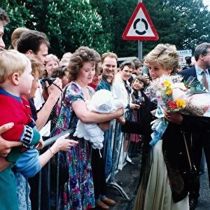 Diana, Princess of Wales during a visit to Fawsley House in Rugby