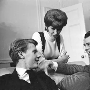 Dirk Bogarde with movie stars of the film The Servant - Wendy Craig - sitting