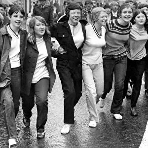 Durham Miners Gala - A group of young girls enjoy the rally