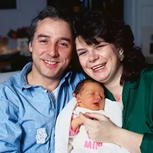 Elaine C Smith actress January 1989 with husband Bob and baby daughter
