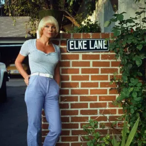 Elke Sommer Actress leaning on wall - October 1980 Dbase MSI