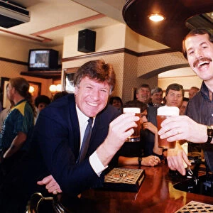 Emlyn Hughes with Jim Holton, Landlord of The Stag, Bishop Street, Coventry