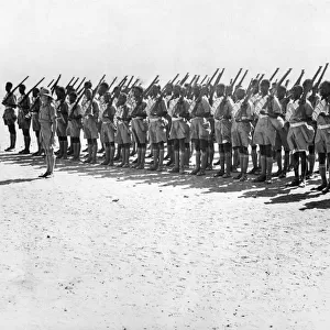 Emperor Haile Selassie addresses Ethiopian troops in the desert. Circa 1941