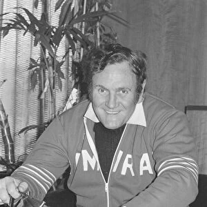 England Football Manager Don Revie seen here having a cup of tea before giving a press