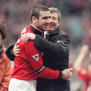 Eric Cantona and Alex Ferguson Chelsea v Manchester United FA Cup Football 31st March