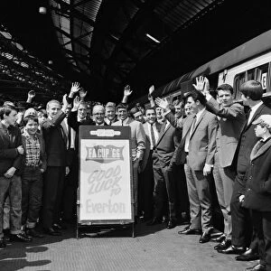 Everton football team at Lime Street station as they leave for Wembley to take part in