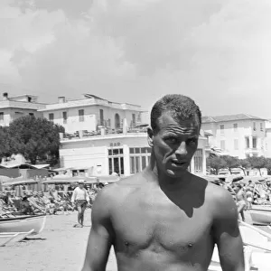 Ex - Leeds United player John Charles at the beach in Italy after being bought by
