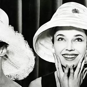 Fashion models in the 1960s modeling Simone Mirman hats for Princess Margaret
