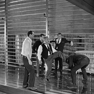 Film Goldfinger 1964 Sean Connery as James Bond 007 receives instuction from the director