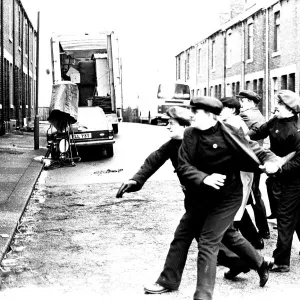 Filming of the television programme When the Boat Comes In on location in North Shields