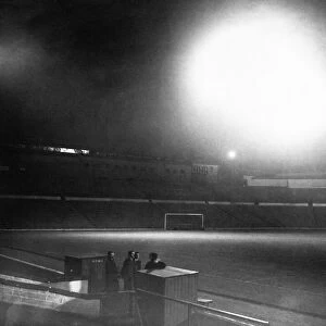 The floodlights in operation at St Andrews, home of Birmingham City football club