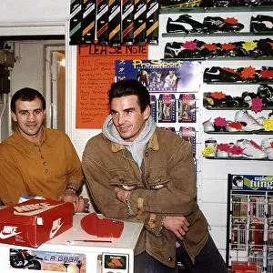 Gary Stretch pops in to see the ex boxing champ Charlie Magri in his sports shop in