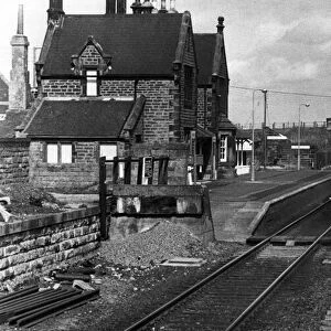 A general view of Acklington Railway Station in Northumberland on 1st March 1976