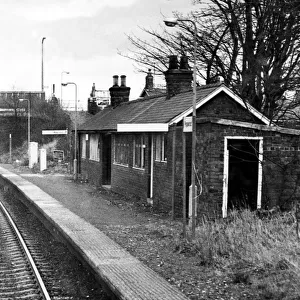 A general view of a deserted Pegswood Railway Station on 30th March 1976
