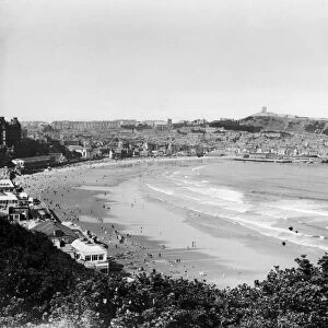 General view across South Bay in Scarborough, Yorkshire. 13th July 1937