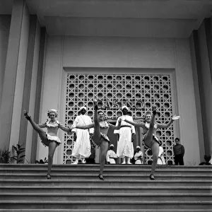 Girls dancing on the steps of the casino in Marrakech, Morocco December 1952