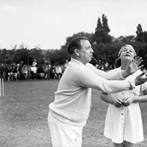Girls playing cricket. Circa 1945
