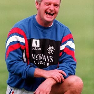 Glasgow Rangers footballer Paul Gascoigne in happy mood during a training session