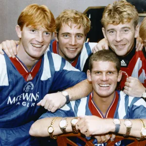 Glasgow Rangers players (left to right) Stuart McCall, Ally MCoist, Andy Goram