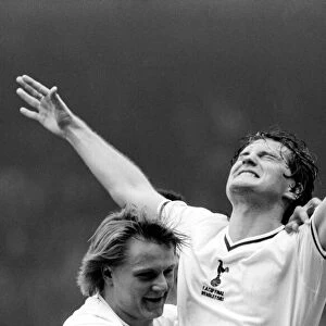 Glen Hoddle celebrates winning the Cup. FA Cup Final replay 1981