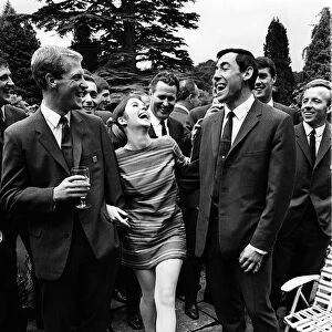 Gordon Banks with actress Vivienne Ventura and other members of the England World Cup