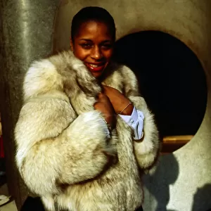 Grace Kennedy wearing fur coat February 1981