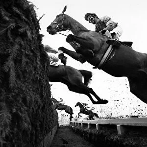Grand National, April 1987 Horses jumping the Chair at Aintree