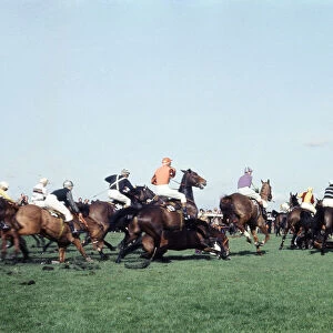 Grand National Horserace held at Aintree, Liverpool. Action at the Chair