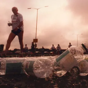 The Great North Run 17 September 1995 - A lone competitor brings up the rearguard as they