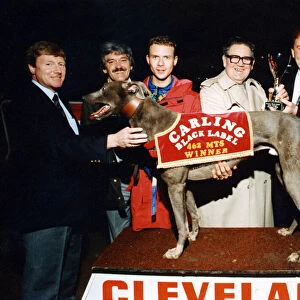 Greyhound "Movealong Sam"is on the rostrum after winning Cleveland Park