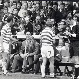 Hibs versus Celtic September 1970 manager jock stein shouts to lennox not to get