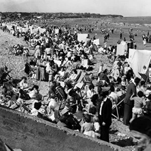 Holidaymakers on Saltburn Beach. 31st May 1960