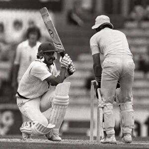 Indian cricketer Kapil Dev - July 1982 batting against England at the Oval