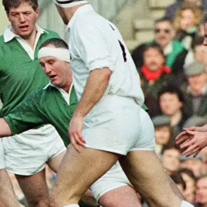 Irelands Gary Halpin (centre) seen here in action against England at Twickenham during