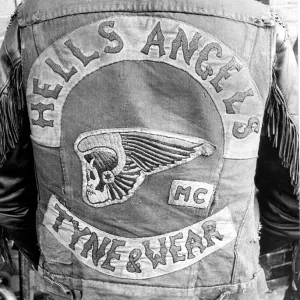 The back of a jacket worn by one of the Hells Angels from the Tyne