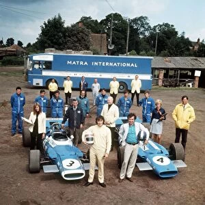Jackie Stewart August 1969 and Jean Pierre Beltoise with Matra Ford formula One Motor