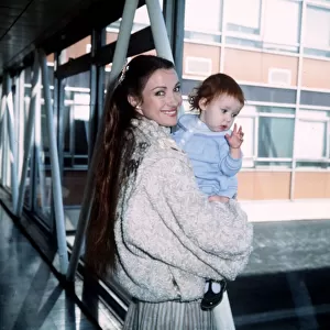 Jane Seymour Actress with daughter Katy at London Airport February 1983