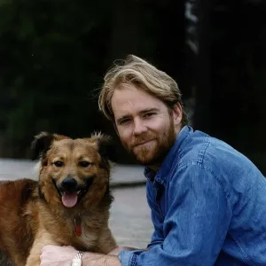 Jason Connery actor and son of Sean Connery with his dog Ollie