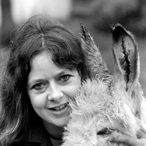 Jean Wooler and "Misty"the donkey. January 1975 75-00591-004
