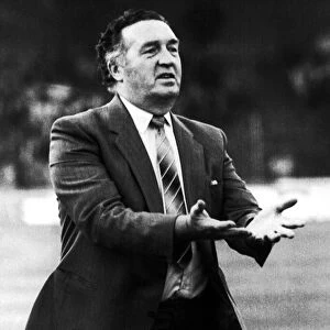 Jock Stein spurs on his players, moments later he would suffer a fatal heart attack