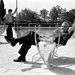 Joe Fagan Manager of Liverpool Football Club, pictured by pool morning after
