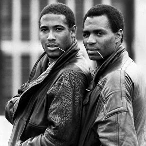 John Barnes and Luther Blissett of Watford and England pose for a Mirror sport feature