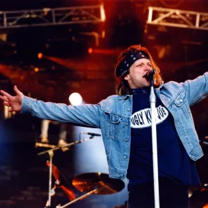 John Bon Jovi performing at the Gateshead International Stadium. 27 / 06 / 95