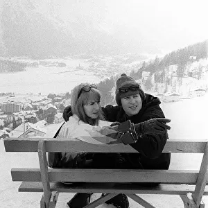 John Lennon and wife Cynthia Lennon in St Moritz on a Skiing Holiday January 1965