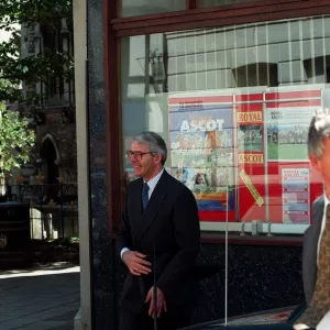 John Major former Prime Minister seen here leaving a betting shop. 23rd June 1995