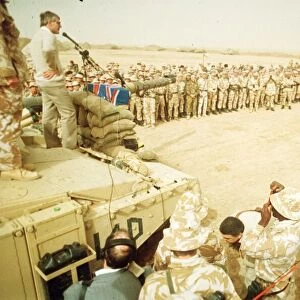 John Major speaking to British troops in Saudi Arabia as they prepare for the Gulf War