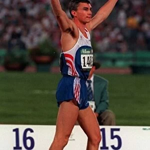 Jonathan Edwards during the triple jump in the Olympic Games in Atlanta where he won