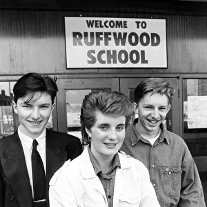 Karen Wilson with Carl Graham (left) and John Bride, pupils at Ruffwood Comprehensive